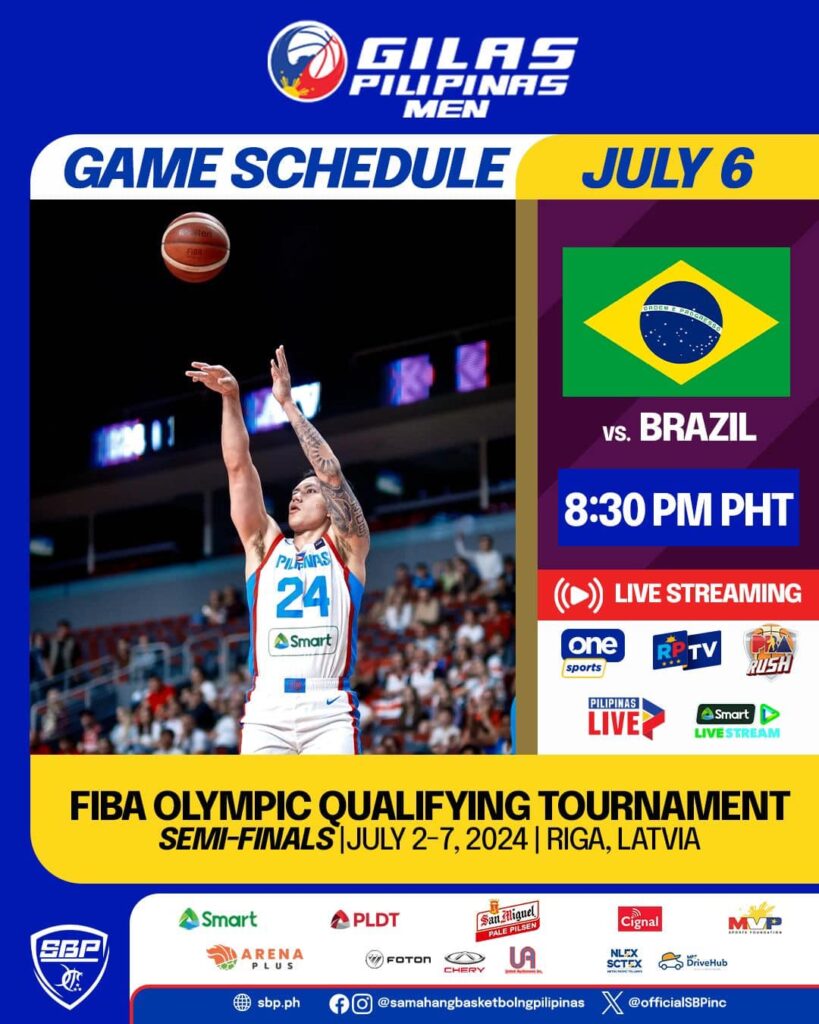 Where to Watch Gilas Pilipinas vs Brazil Live