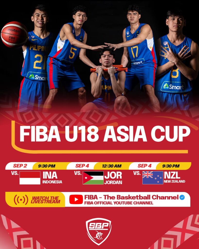 Gilas Pilipinas Youth Schedule for FIBA U18 Asia Cup